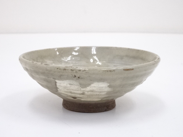 ANTIQUE JAPANESE TEA CEREMONY / BRUSH MARKS TEA BOWL CHAWAN /
